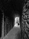 Medieval village narrow alley, Chios Greece. Royalty Free Stock Photo