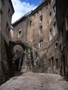 Medieval narrow street in the Luxembourg capital. Old bricks buildings 2 Royalty Free Stock Photo