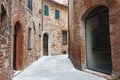 Medieval narrow street in Montepulciano old city near Siena, Tuscany, Italy