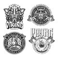 Medieval nordic viking emblems set