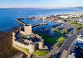 Castle and marina in Carrickfergus near Belfast