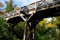 Medieval oak wood, bolted. Bridge over the moat. the railing is Royalty Free Stock Photo