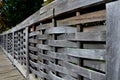 Medieval oak wood, bolted. Bridge over the moat. the railing is Royalty Free Stock Photo