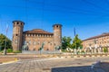 Medieval old Acaja Castle with brick towers and monuments Royalty Free Stock Photo