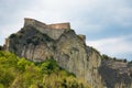 Medieval old fortress of in San Leo town on rock in the Marche regions in Italy Royalty Free Stock Photo