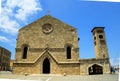 Medieval old  Orthodox Church of the Annunciation,   Church building with clock tower , Rhodes, Greece. Royalty Free Stock Photo