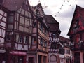 Medieval old town from close up in Elsass Royalty Free Stock Photo