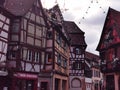 Medieval old town from close up in Elsass