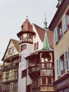 Medieval old town from close up in Elsass