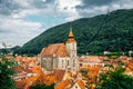 Medieval old town panorama view with Black Church and Tampa mountain in Brasov, Romania Royalty Free Stock Photo