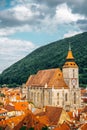 Medieval old town panorama view with Black Church and Tampa mountain in Brasov, Romania Royalty Free Stock Photo