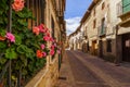 Medieval old town with stone houses, old doors and windows, cobbled streets and picturesque atmosphere. Atienza, Guadalajara,