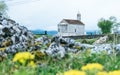 medieval orthodox chapel. Small old stone church with typical architecture for Montenegrian villages Royalty Free Stock Photo