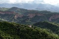 The Medieval Orthodox Monastery of Rozhen and Rozhen pyramids -a unique pyramid shaped mountains cliffs in Bulgaria, near Melnik Royalty Free Stock Photo