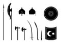 Medieval osman weapons and armors set. Osman turkish warrior equipment.