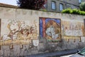 Medieval painting on a wall in Carcassonne, France