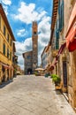 The medieval Palazzo dei Priori and the clocktower, Montalcino, Italy Royalty Free Stock Photo