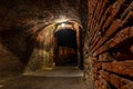 Medieval Passage to the old Castelvecchio Bridge over the Adige River at Night, Verona Royalty Free Stock Photo