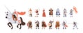 Medieval people cartoon characters set with knights, peasant, jester, nun, warrior, rich lord Royalty Free Stock Photo