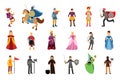 Medieval People Characters with Herald and Jester Vector Illustration Set Royalty Free Stock Photo