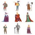 Medieval people characters set, European middle ages historic period elements vector Illustrations Royalty Free Stock Photo