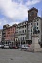 Genoa, 30th august: Piazza Caricamento Square with Historic Buildings from Genoa City. Liguria,Italy Royalty Free Stock Photo