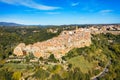 Medieval Pitigliano town over tuff rocks in province of Grosseto, Tuscany, Italy. Pitigliano is a small medieval town in southern