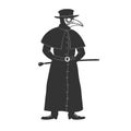 medieval plague doctor sketch vector illustration Royalty Free Stock Photo