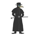 medieval plague doctor sketch vector illustration Royalty Free Stock Photo