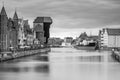 Medieval port crane over Motlawa river in Gdansk