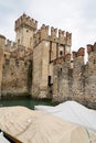 Medieval port fortification of the Scaliger Castle in Sirmione Italy Royalty Free Stock Photo