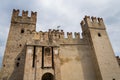 Medieval port fortification of the Scaliger Castle in Sirmione Italy Royalty Free Stock Photo