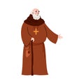 Medieval priest or monk cartoon character, flat vector illustration isolated. Royalty Free Stock Photo