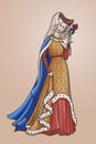 Medieval princess with a characteristic gothic slouching posture.