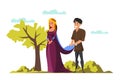 Medieval princess and prince vector illustration