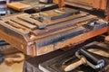 Medieval printing machine closeup