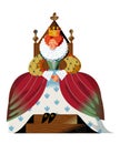 Medieval queen in dress and crown sitting on throne. Royal woman in Middle Ages vector illustration. Historical person Royalty Free Stock Photo