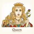 Medieval Queen. Portrait of young beautiful women. Royalty Free Stock Photo