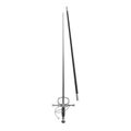 Medieval Rapier Sword on white. Top view. 3D illustration