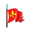 Medieval red knight flag with gold lily icon