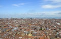 Medieval red tile roofs of historical buildings from the bell tower of Venice, Italy Royalty Free Stock Photo