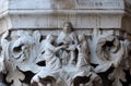 Medieval relief from Doge`s Palace, Saint Mark Square, Venice, Italy Royalty Free Stock Photo