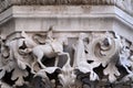 Medieval reliefs from Doge`s Palace capital in Saint Mark Square, Venice Royalty Free Stock Photo