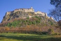 The medieval Riegersburg Castle on top of a dormant volcano, surrounded by beautiful autumn landscape, famous tourist attraction