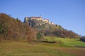 The medieval Riegersburg Castle on top of a dormant volcano, surrounded by beautiful autumn landscape, famous tourist attraction