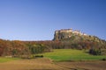 The medieval Riegersburg Castle on top of a dormant volcano, surrounded by beautiful autumn landscape, famous tourist attraction