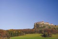 The medieval Riegersburg Castle on top of a dormant volcano, surrounded by beautiful autumn landscape, famous tourist attraction