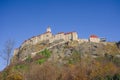 The medieval Riegersburg Castle on top of a dormant volcano, surrounded by beautiful autumn landscape, famous tourist attraction