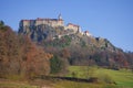 The medieval Riegersburg Castle on top of a dormant volcano, surrounded by beautiful autumn landscape, famous tourist attraction