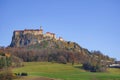 The medieval Riegersburg Castle on top of a dormant volcano, surrounded by beautiful autumn landscape, famous tourist attraction